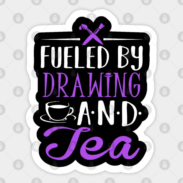 Fueled by Drawing and Tea Sticker by KsuAnn